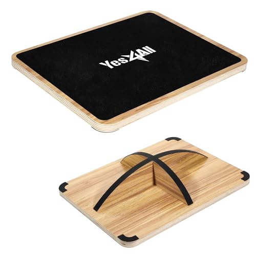 Yes4All 350LBS Professional Wooden Balance Board for Leg Workout, Anti-Slip Rocker Board, Wobble Board for Standing Desk - color: D. 360 Degree Rotation