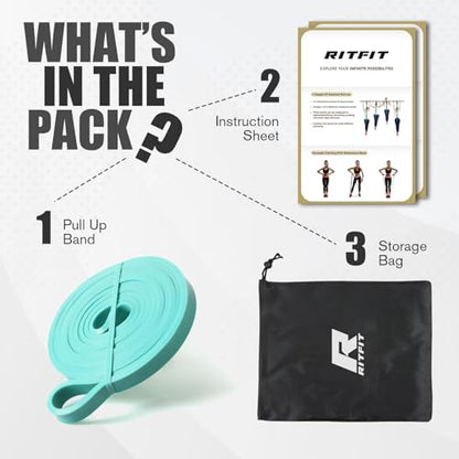 RitFit Pull Up Assist Band in Natural Latex for Stretching and Mobility - color: Aqua