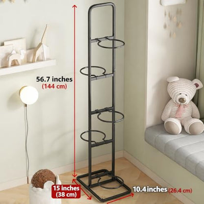 Vertical Ball Rack -basketball rack- Durable Carbon Steel Storage for Basketball, Soccer, Volleyball, and More - Easy to Assemble, Waterproof, Sturdy - 56.7" H - size: 5-Balls without Basket