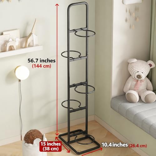 Vertical Ball Rack -basketball rack- Durable Carbon Steel Storage for Basketball, Soccer, Volleyball, and More - Easy to Assemble, Waterproof, Sturdy - 56.7" H - size: 5-Balls without Basket