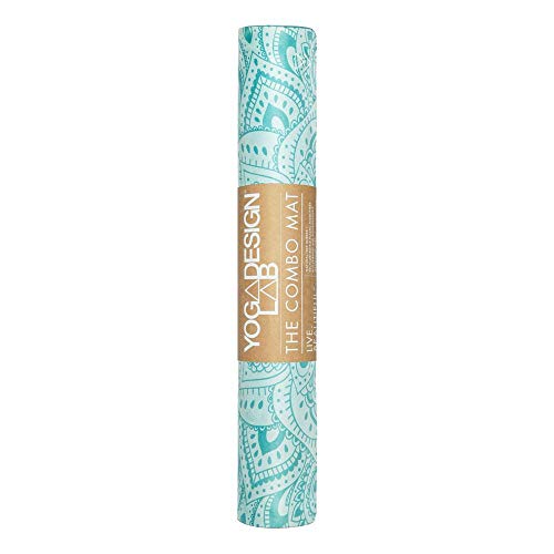 YOGA DESIGN LAB | The Combo Yoga Mat | 2-in-1 Mat+Towel | Eco Luxury | Ideal for Hot Yoga, Power, Bikram, Ashtanga, Sweat | Studio Quality | Includes Carrying Strap! - color: Mandala Turquoise, size: 3.5mm