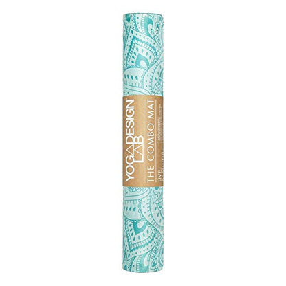 YOGA DESIGN LAB | The Combo Yoga Mat | 2-in-1 Mat+Towel | Eco Luxury | Ideal for Hot Yoga, Power, Bikram, Ashtanga, Sweat | Studio Quality | Includes Carrying Strap! - color: Mandala Turquoise, size: 3.5mm