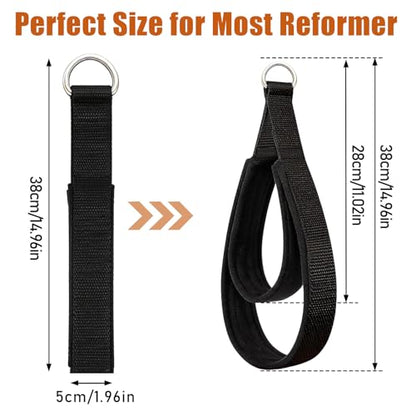 Pilates Loops Compatible with Tonal Smart Home Gym, Double Loop Soft Lined Pilates Straps with T Lock Adapter, W/Snap Hooks - color: Black