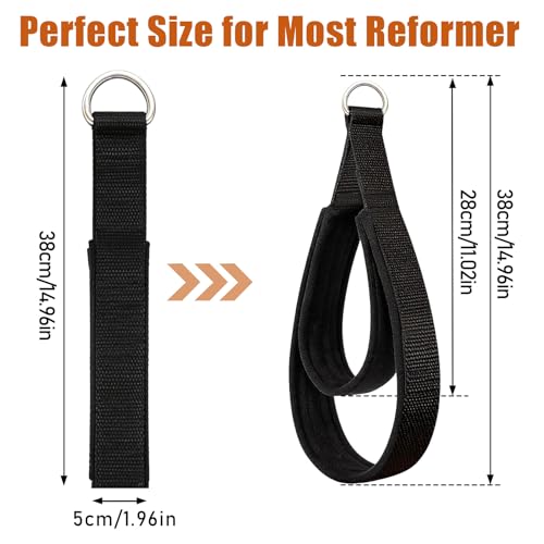 Pilates Loops Compatible with Tonal Smart Home Gym, Double Loop Soft Lined Pilates Straps with T Lock Adapter, W/Snap Hooks - color: Black