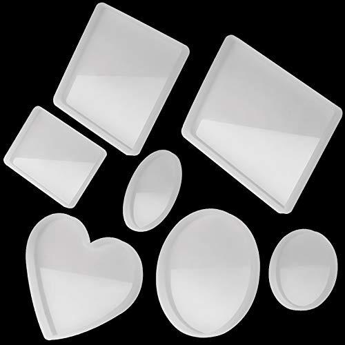 Tomorotec Resin Molds Silicone, 7 Pack Epoxy Casting Mold for DIY Coaster | Assorted Shapes Including Heart And Ellipse, Smooth Non-Stick For Easy Release, BPA-Free