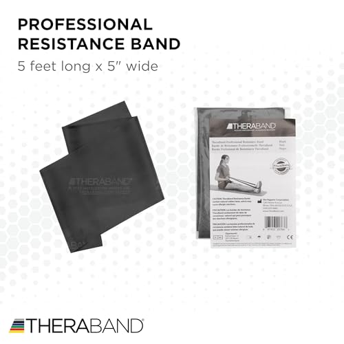 THERABAND Professional Resistance Band, Black Level 5 Special Heavy, 5 ft | Portable, lightweight, latex. For desk, recovery, gym. Therapy, physical, fitness, strength. - color: Level 6 / Super Heavy - Black