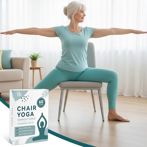 Large Chair Yoga Cards for Seniors Over 60, 60 Oversized Exercise Chart