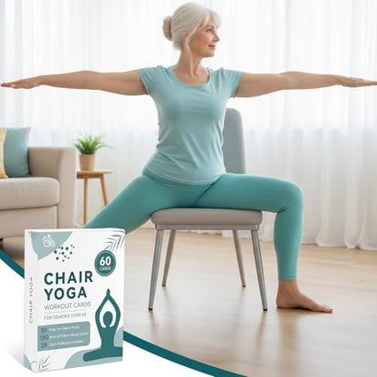Large Chair Yoga Cards for Seniors Over 60, 60 Oversized Exercise Chart