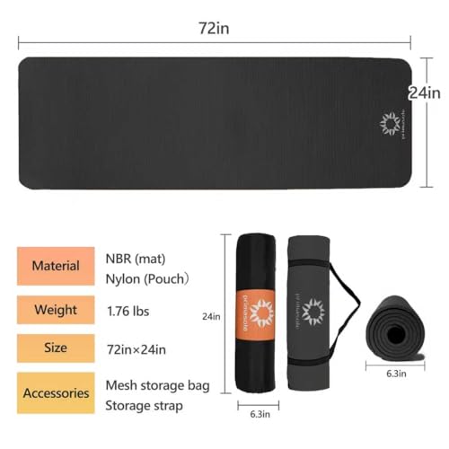 Primasole Thick Yoga Mat, 1/2-Inch Extra Thick NBR Mat with Enhanced Stability - Textured Design, Lightweight Mat with Carrying Strap & Case for Yoga, Pilates, Gym & Home Use (Multiple Colors)