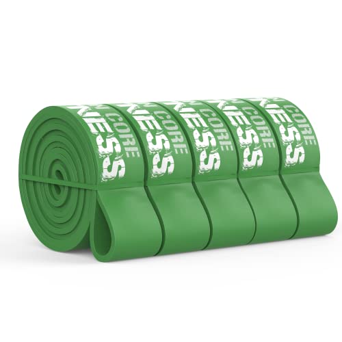 Iron Core Fitness Gym Quality Long Resistance Bands Multi Pack of 5- Loved by Fitness Pros for Group Workouts in Gyms, Boxes, Studios and Bootcamps. Perfect for Pull Ups, Strength Training, Mobility - color: #5 Green, X-Heavy