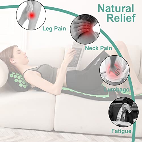 XiaoMaGe 4PCS Set Acupressure Mat and Pillow Set with Carry Bag | Large acupuncture mat for neck & back pain relief, muscle relaxation, circulation support, and post-workout recovery - color: Black-4pcs