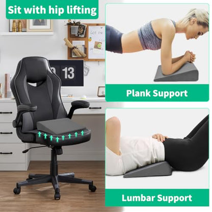 BUYUE Wedge Cushion for Butt Lift Women, Hard-Firm EVA Foam for Lift HIPS Up Fitness Training, Plank Position Mat, Non-Slip Chair Seat Pad, 15.7"x 12.5", Dark Gray - color: Dark Gray