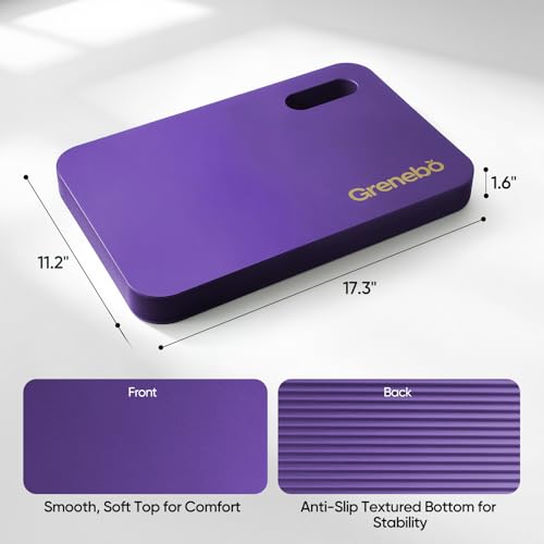 Grenebo 2-Pack Kneeling Pads, Extra Thick NBR, 17.3 x 11 x 1.6 in, Purple - color: Purple