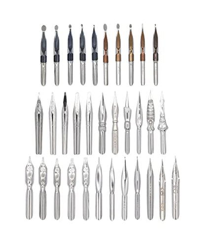 Gullor Oblique Calligraphy Dip Pen Nib Holder with 33 Nibs, Purple - color: Purple