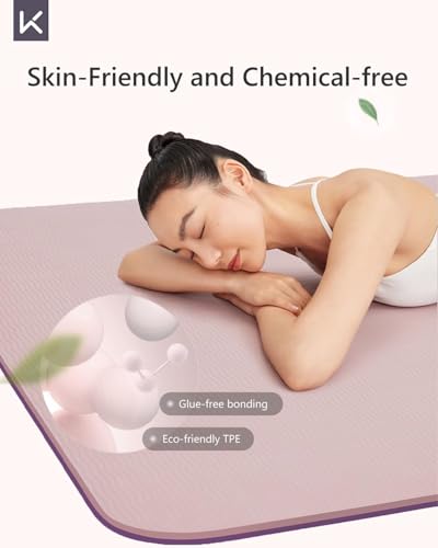 KEEP Yoga Mat 7mm Thick Non Slip - Extra Cushion TPE Exercise Mat for Home Workout & Pilates, Eco Friendly Knee Protection, 72"x24" Large Fitness Mat with Carrying Strap - color: pink
