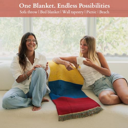 Colombia Flag Woven Throw Blanket – Colombian Blanket for Couch, Bed or Wall – Woven Not Printed – 50x70 Cotton Blend Throw for Colombians Living Abroad - color: Colombia