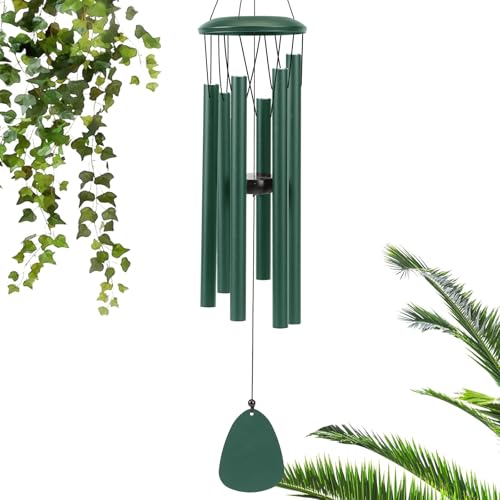 Aluminium Wind Chimes 26 Inches to Create a Zen Atmosphere Suitable for Outdoor, Garden, Patio Decoration. Classic Green Wind Chimes with Wind Catcher Suitable as A Gift for Unisex - color: Green