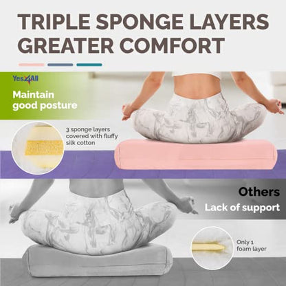 Yes4All Triple-Layer Sponge Yoga Bolster Pillow for Restorative Yoga & Meditation - Versatile Yoga Support Pillow, Balance & Poses Modification - color: C. Rose