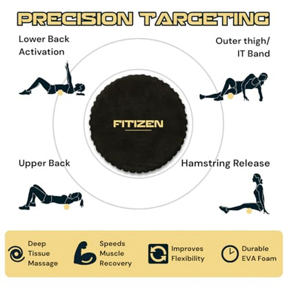 Fitizen Foam Roller – Muscle Massage Rehab Stiff Back Pain Physical Therapy Deep Tissue Firm Exercise Equipment Home Gym Stress Yoga Pilates for The Fit Citizen by FitNation - style: Small - 12 x 6 Inches