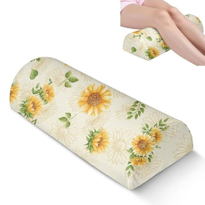 Knee Pillow for Back Sleeping – Half Moon Bolster Pillow for Under Knee While Sleeping Support, Leg & Back Pain Relief (21.5x9x5 Inches) - color: Light Yellow