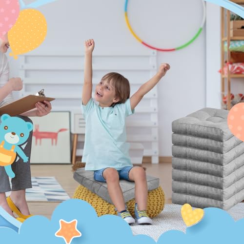 Juexica 8 Pack Floor Cushions for Kid 3.5",Grey,Square - color: Grey, style: Square