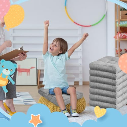 Juexica 8 Pack Floor Cushions for Kid 3.5",Grey,Square - color: Grey, style: Square
