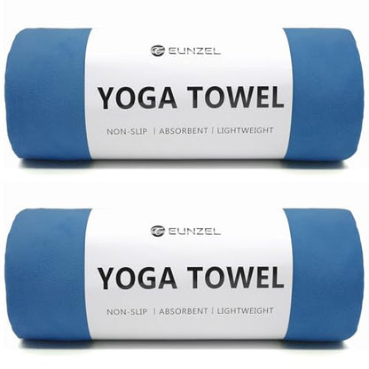 Eunzel 2 Pack Hot Yoga Towel Non Slip Yoga Mat Towel Non-Slip Sweat Absorbent Microfiber Towel for Hot Yoga, Pilates and Workout 72" x 26.5", Navy - color: Z-navy(2 Pack )