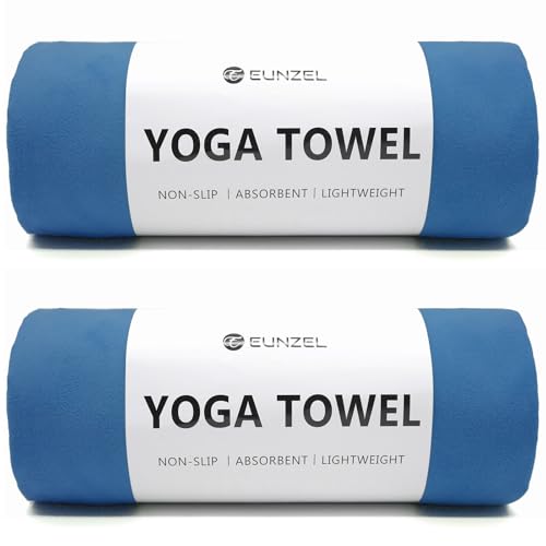 Eunzel 2 Pack Hot Yoga Towel Non Slip Yoga Mat Towel Non-Slip Sweat Absorbent Microfiber Towel for Hot Yoga, Pilates and Workout 72" x 26.5", Navy - color: Z-navy(2 Pack )