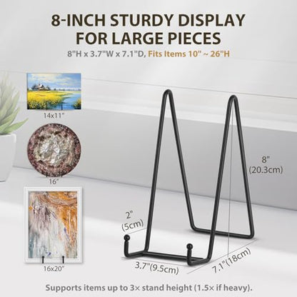 LIONWEI LIONWELI Plate Display Stand Easel Holders - 8" Tabletop Metal Stands for Decorative Plates, Picture Frames and Cookbooks - Black, 2-Pack - size: 8 inch (2 pieces)
