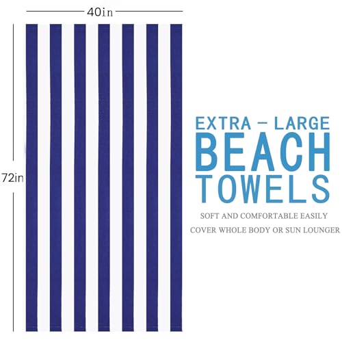 Genovega 6 Packs Oversized 72X40 Inch Stripe Beach Towel Thin Terry Set Extra Large XL Big Clearance Towels Soft Swim Pool Travel Accessories Essentials Camping Adults Men Women Gift Navy Blue - color: Navy Blue, size: 72.00" X 40.00"