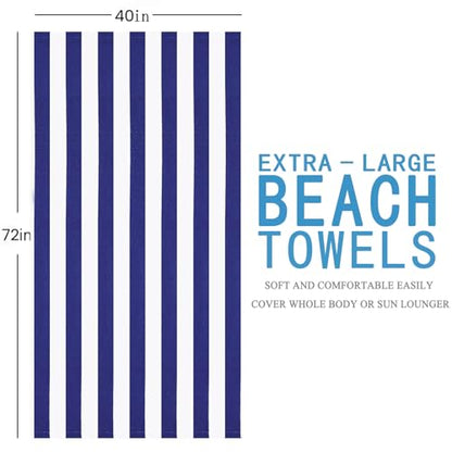 Genovega 6 Packs Oversized 72X40 Inch Stripe Beach Towel Thin Terry Set Extra Large XL Big Clearance Towels Soft Swim Pool Travel Accessories Essentials Camping Adults Men Women Gift Navy Blue - color: Navy Blue, size: 72.00" X 40.00"
