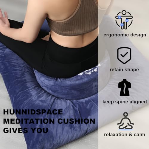 Ultimate Meditation Cushion Set – 2-in-1 Zafu & Zabuton, Buckwheat & Memory Foam, Velvet Cover for Yoga & Mindfulness (Dark Blue) - color: Dark Blue