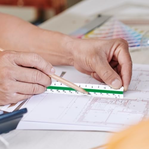 Architect Scale Ruler, Drafting Triangle Ruler, 12 Inch | Architectural Scale Ruler, Plastic Drafting Ruler for Blueprint, Drawing, Engineers, Students, Architects, Contractors
