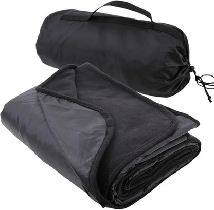 Threadart Waterproof Blanket Outdoor Stadium Blanket | Black - color: Black