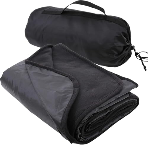 Threadart Waterproof Blanket Outdoor Stadium Blanket | Black - color: Black