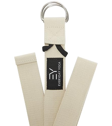 Everyday Yoga Strap with Metal D-Ring Athletic Stretching, 6ft/8ft/10ft | Durable Stretching Strap, Flexibility Training, Exercise & Fitness For Yoga, Pilates, Physical Therapy, Gym, Unisex-Adult - color: Natural, size: 10 Foot