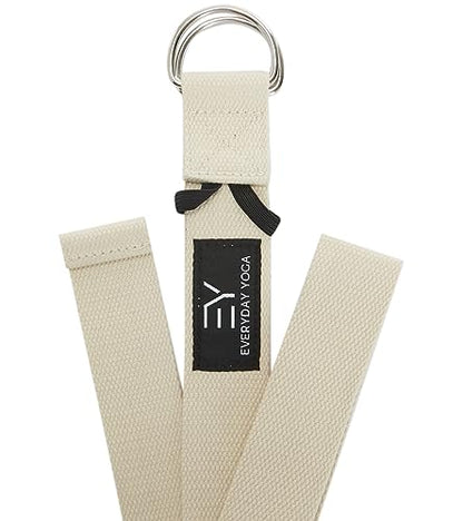 Everyday Yoga Strap with Metal D-Ring Athletic Stretching, 6ft/8ft/10ft | Durable Stretching Strap, Flexibility Training, Exercise & Fitness For Yoga, Pilates, Physical Therapy, Gym, Unisex-Adult - color: Natural, size: 10 Foot
