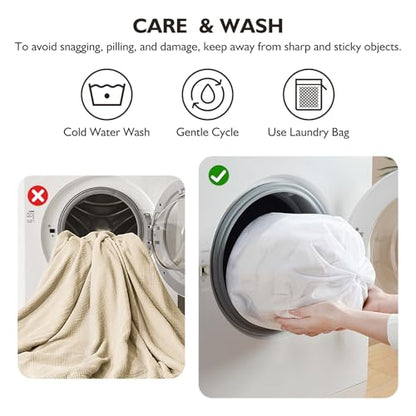 EMME Cotton Blanket King Size for Bed Soft Muslin Blankets 108"x90" Beige Lightweight Breathable Layering Bedspread Coverlet All Season Gauze - color: 02 - Beige, size: King (108" x 90")