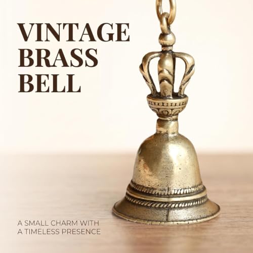 2Pcs Retro Copper Bell Wind Chimes,Demon Subduing Bell Creative Solid Brass Bell Handicraft Tibetan Bronze for Decoration Car Pendant Small Circle Hand Bells and Chimes (4.7cm*2.5cm
