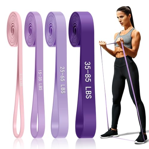 4-Level Resistance Bands for Working Out, Pull Up Assistance Bands | 5-85 LBS Resistance, Fitness, Full-Body Training, Physical Therapy & Stretch Workout, for Men, Women, Home, Outdoor, Gym Use - color: Purple Gradient