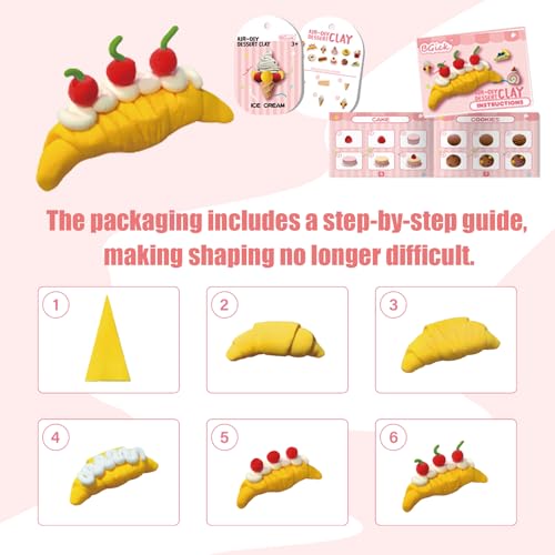 Air Dry Clay for Kids, Cake Themed, DIY Model Magic Clay with Sculpting Tools and Tutorials, 12 Boxes Modeling Magic Soft Clay Art Sculpting Supplies, Arts and Crafts Gift for Kids