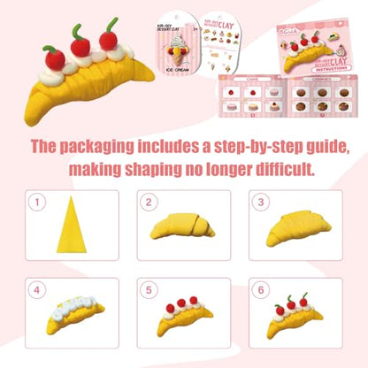 Air Dry Clay for Kids, Cake Themed, DIY Model Magic Clay with Sculpting Tools and Tutorials, 12 Boxes Modeling Magic Soft Clay Art Sculpting Supplies, Arts and Crafts Gift for Kids