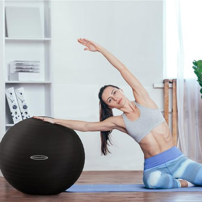 Fitvids Anti-Burst and Slip Resistant Exercise Ball Yoga Ball Fitness Ball Birthing Ball with Quick Pump - color: Black, size: M(19-22in/48-55cm)
