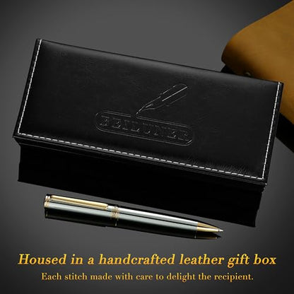 BEILUNER Silver Gold Gel Pen - Luxury Featuring sophisticated chrome finishes, with 24K Gold Accents, Best Pen Gift Set for Men & Women, Business Signature, Executive, Office Retractable Pens - color: Silver Chrome and Gold Finish