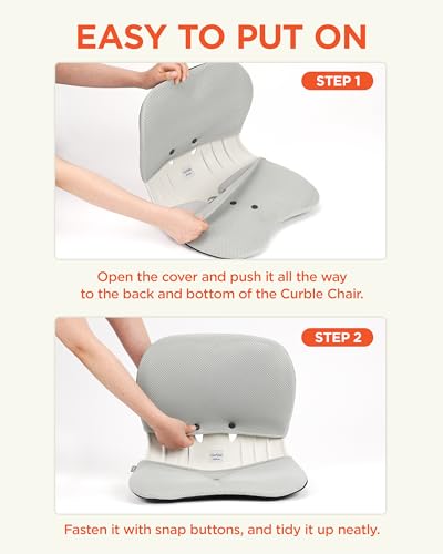 curble Wider Cover, Detachable Cover for Teenager Chair, Ergonomic Chair Back Support and Lumbar Support (Cover Grey) - color: Cover Grey