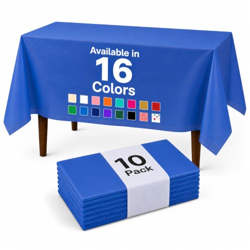 Auros 10-Pack Plastic Tablecloths, 54x108 Inch Disposable Table Covers, 8FT | Rectangle Waterproof & Throw Away Table Cloth, Easy Cleanup for Party, Wedding, Graduation, BBQ, Fits 6-8ft Tables, Sky Blue - color: Sky Blue, size: 54" X 108" Rectangle