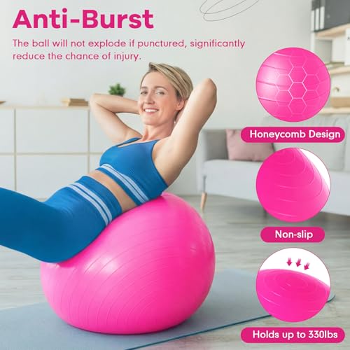 Leyndo 4 Pcs 26 Inch Yoga Exercise Ball Pilates - color: Black Green Pink Gray