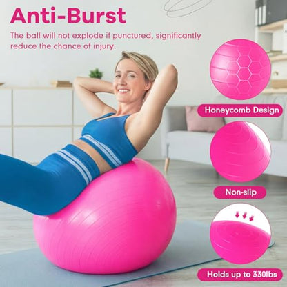 Leyndo 4 Pcs 26 Inch Yoga Exercise Ball Pilates - color: Black Green Pink Gray