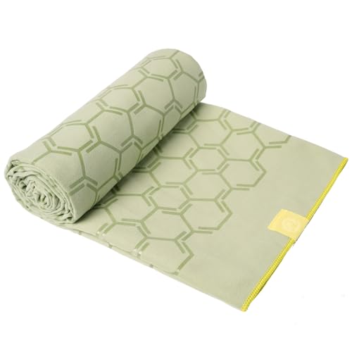 Eunzel Double Sided Silicone Yoga Mat Towel, 72" x 26.5" | Double-Sided Silicone Grip, Non Slip Surface, Absorbent Microfiber, Hot Yoga & Vinyasa - color: Olive