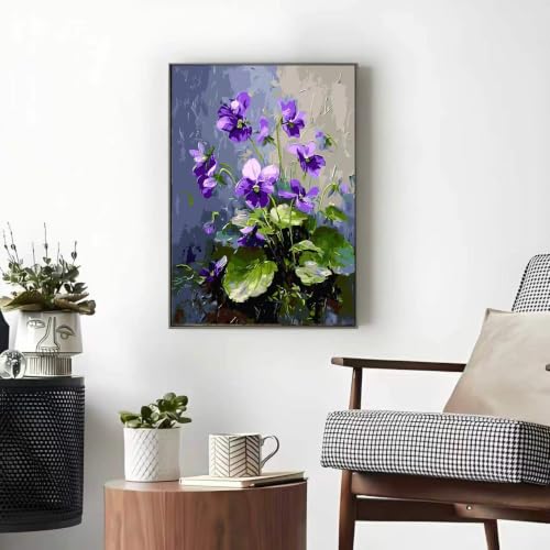 Violet Paint by Numbers Kit for Adults Beginner,Wall Crafts 16 X 20 inch | color by numbers for adults,paint canvas,DIY Easy Acrylic Watercolor Oil Colorful Home Decor - color: MT6547